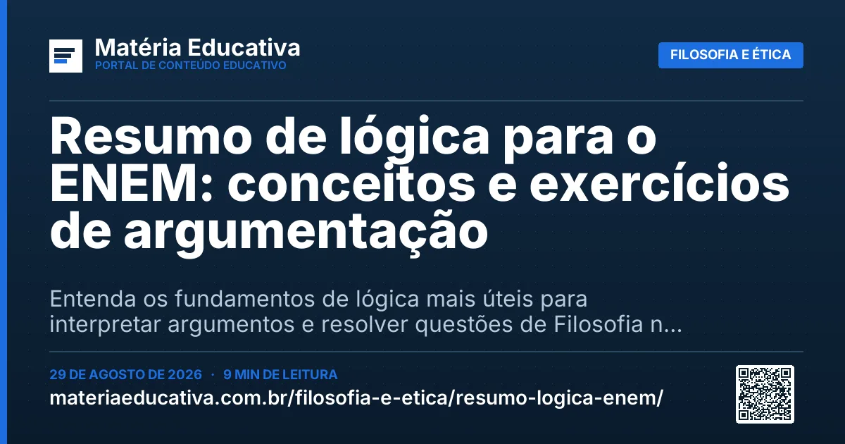 Resumo visual: Resumo de lógica para o ENEM: conceitos e exercícios de argumentação