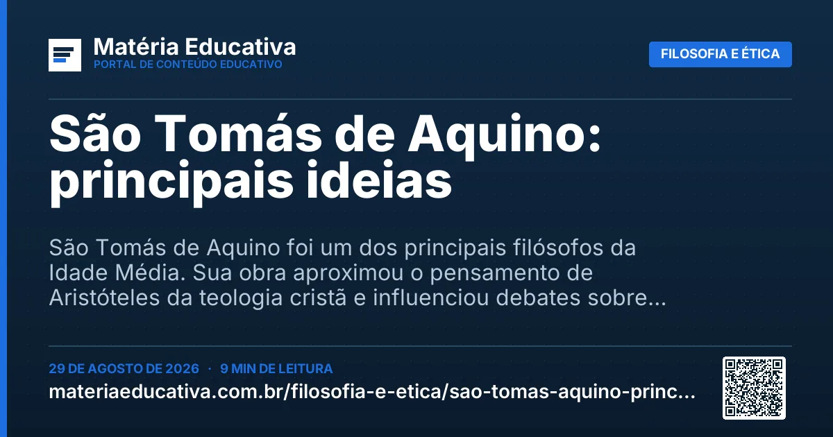 Resumo visual: São Tomás de Aquino: principais ideias