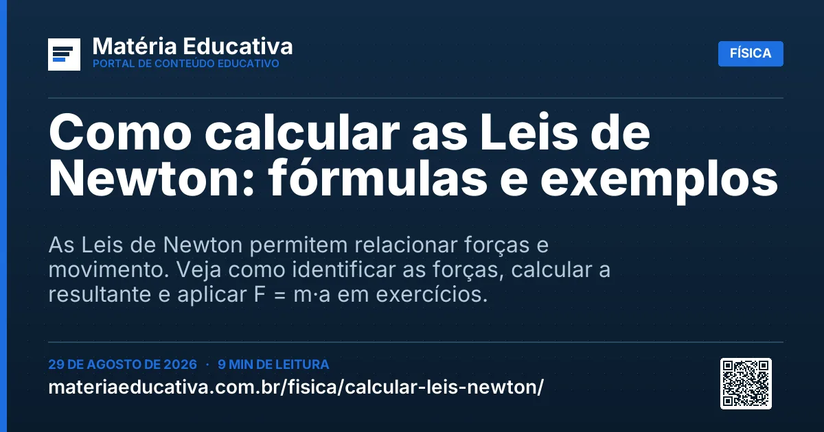 Resumo visual: Como calcular as Leis de Newton: fórmulas e exemplos