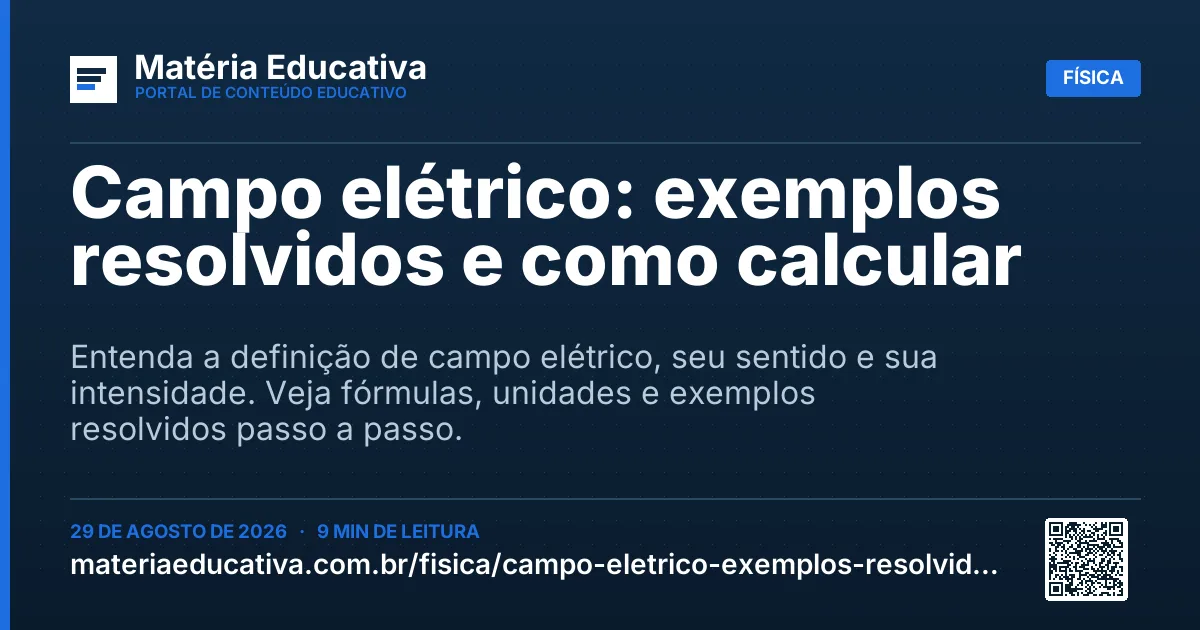 Resumo visual: Campo elétrico: exemplos resolvidos e como calcular