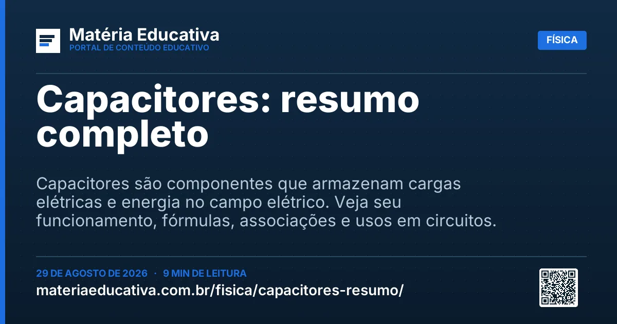 Resumo visual: Capacitores: resumo completo