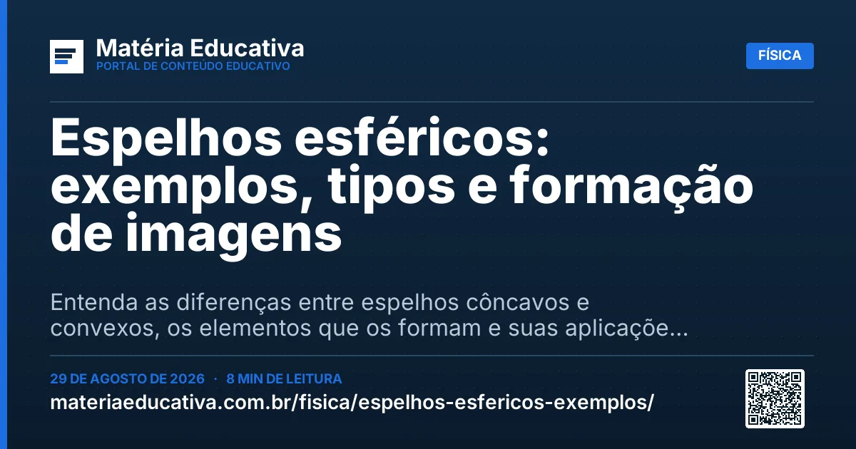 Resumo visual: Espelhos esféricos: exemplos, tipos e formação de imagens