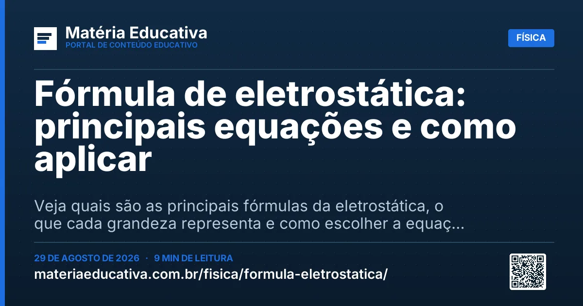 Resumo visual: Fórmula de eletrostática: principais equações e como aplicar