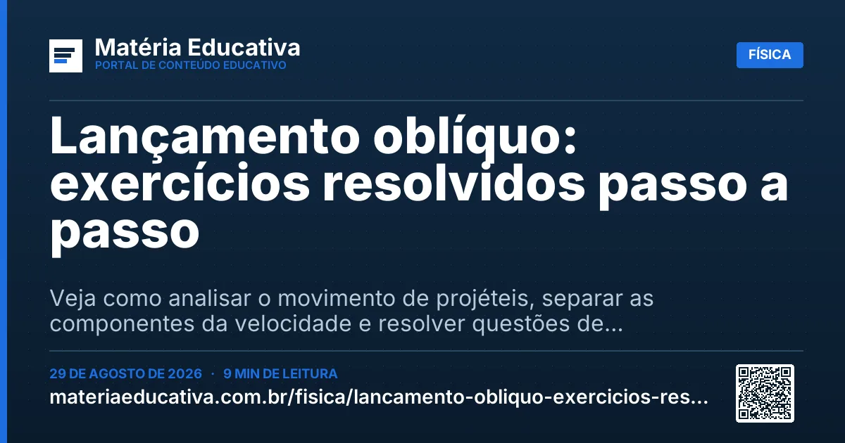 Resumo visual: Lançamento oblíquo: exercícios resolvidos passo a passo