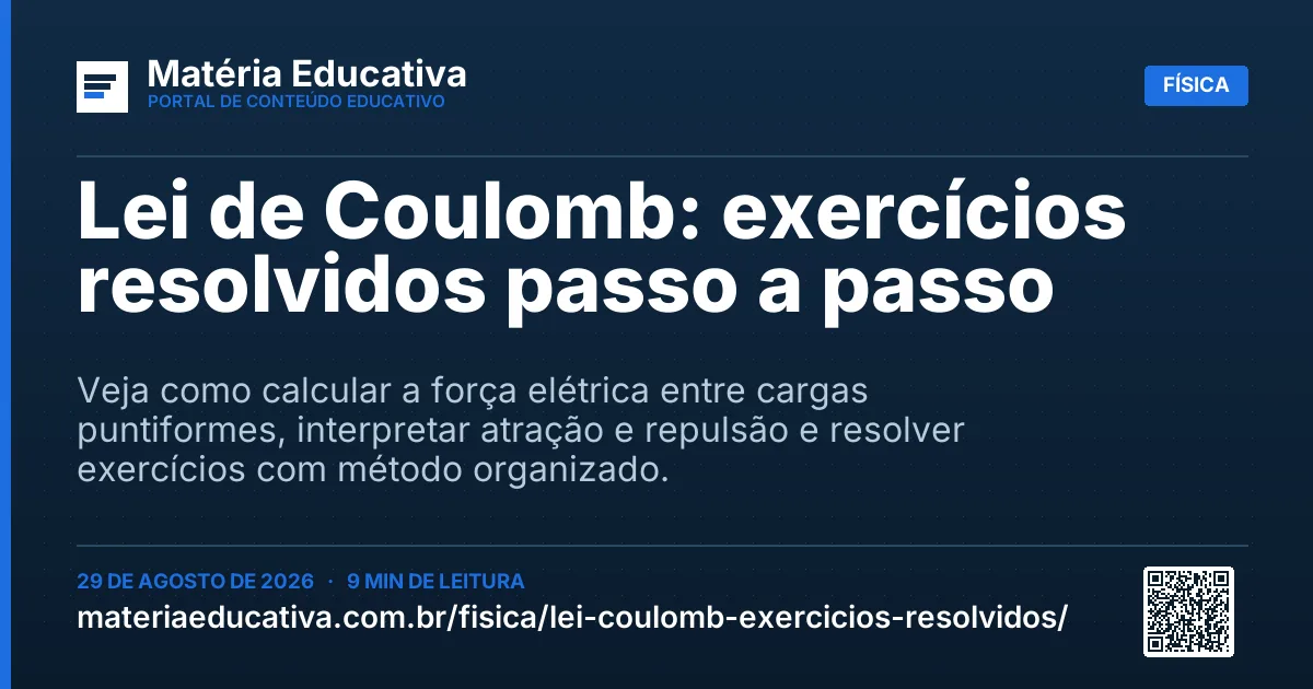 Resumo visual: Lei de Coulomb: exercícios resolvidos passo a passo