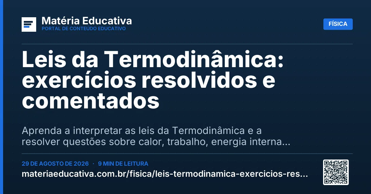 Resumo visual: Leis da Termodinâmica: exercícios resolvidos e comentados