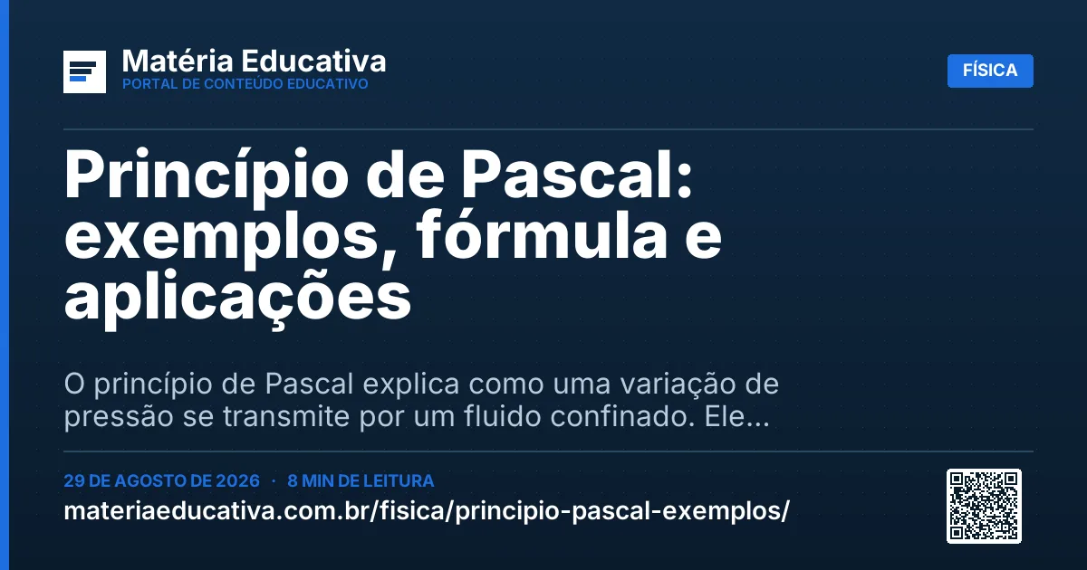 Resumo visual: Princípio de Pascal: exemplos, fórmula e aplicações