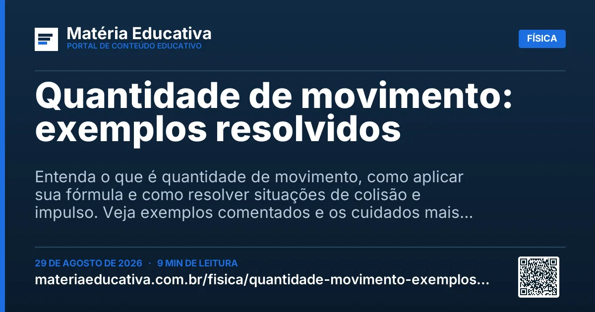 Resumo visual: Quantidade de movimento: exemplos resolvidos