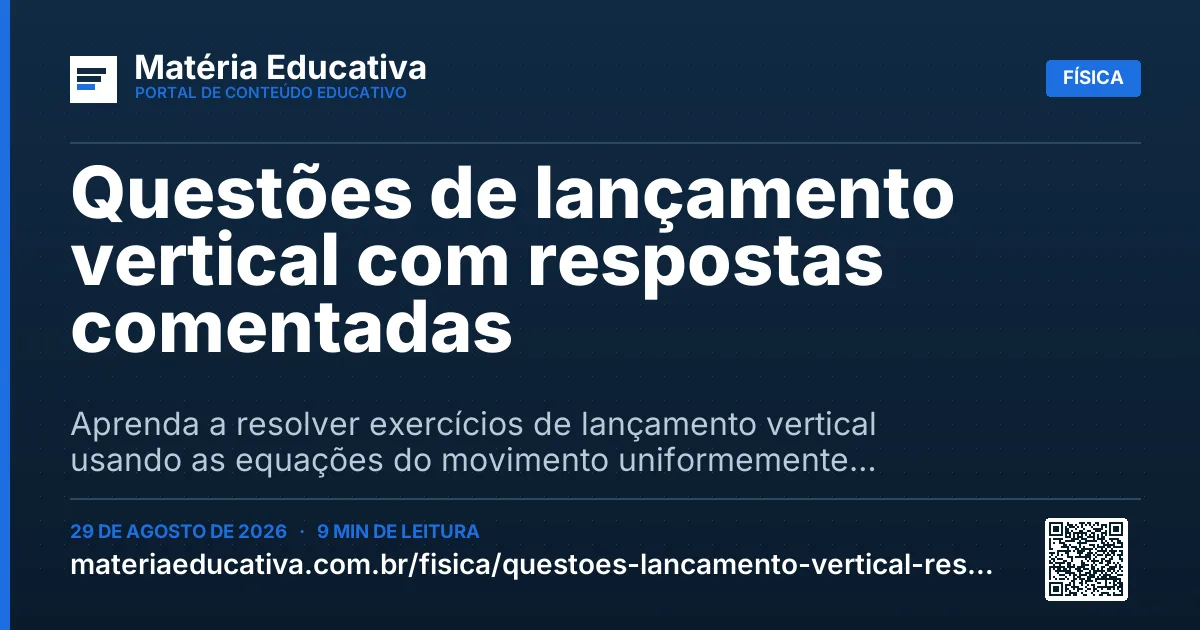 Resumo visual: Questões de lançamento vertical com respostas comentadas