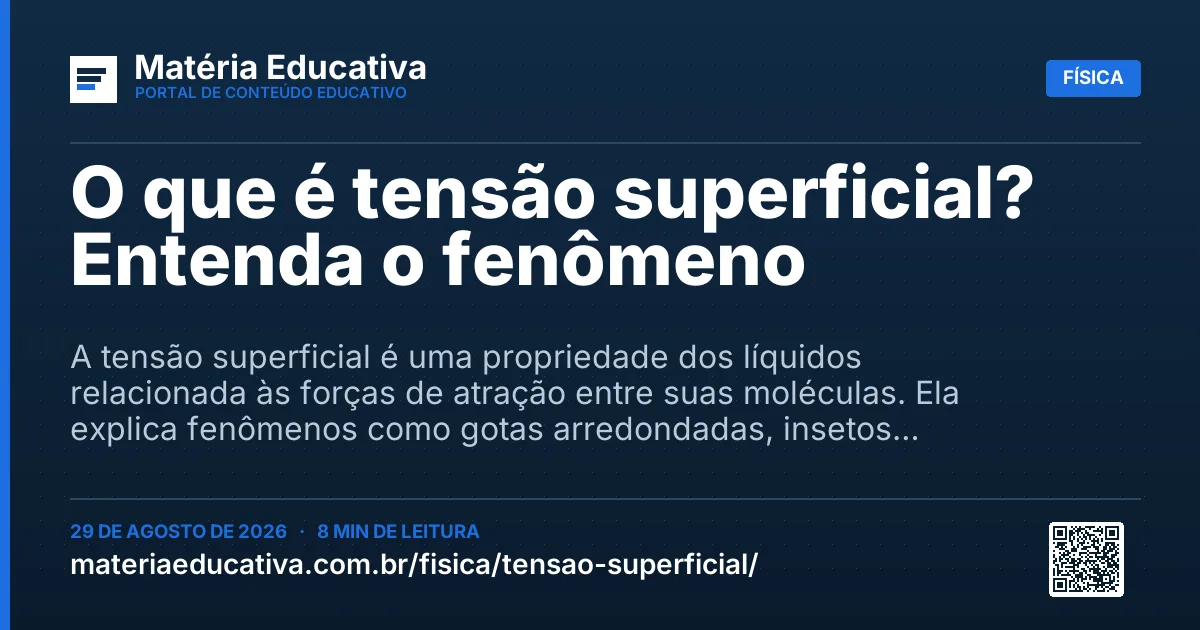 Resumo visual: O que é tensão superficial? Entenda o fenômeno