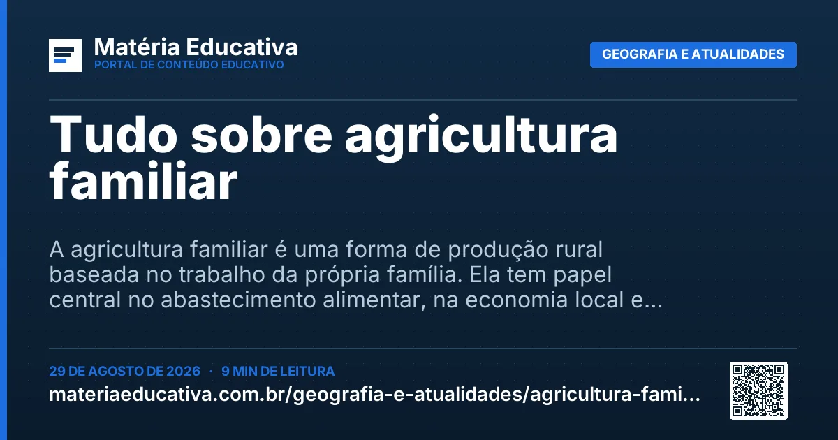 Resumo visual: Tudo sobre agricultura familiar