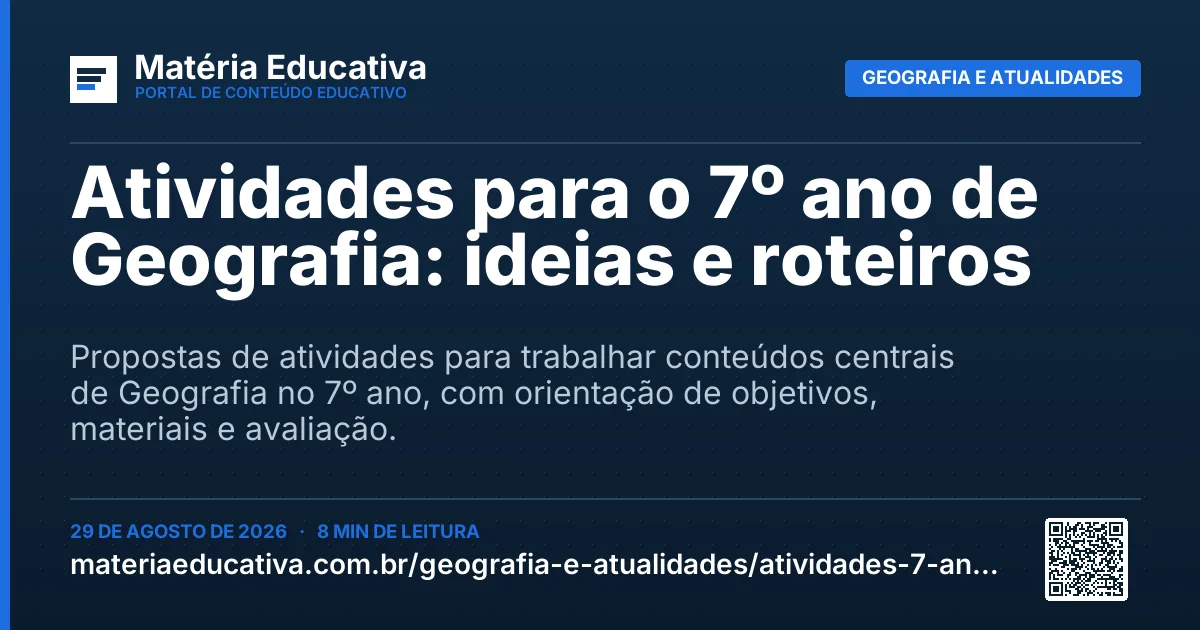 Resumo visual: Atividades para o 7º ano de Geografia: ideias e roteiros