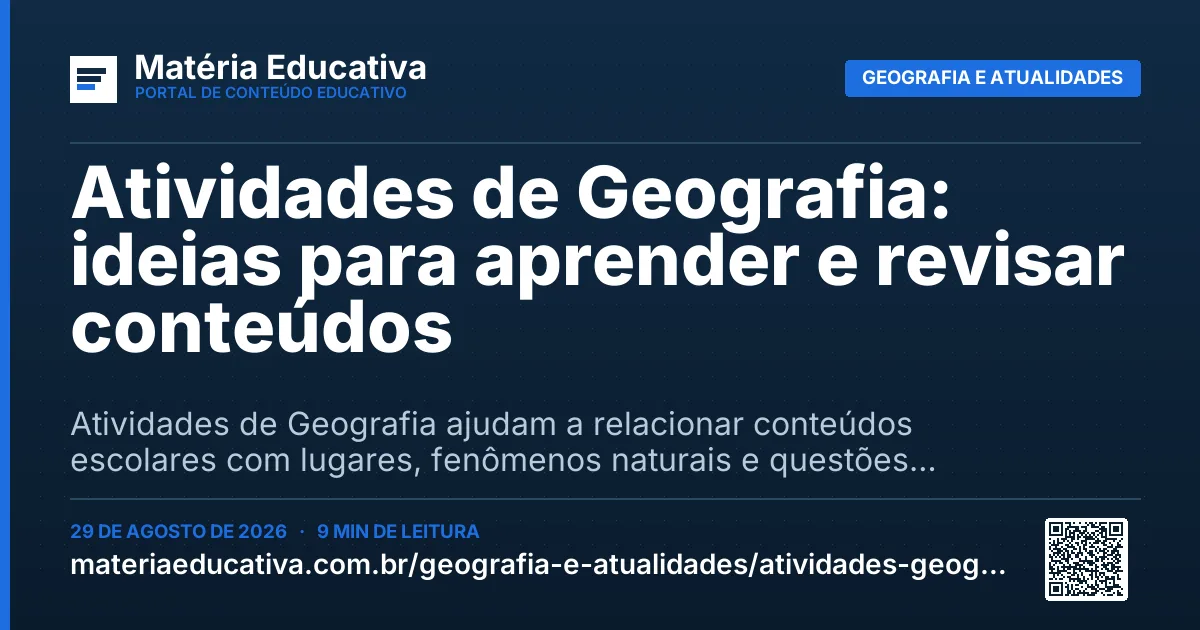 Resumo visual: Atividades de Geografia: ideias para aprender e revisar conteúdos