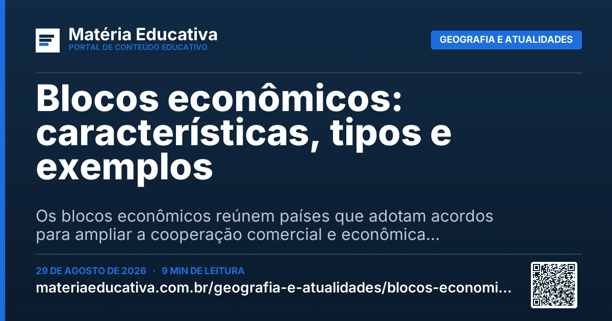 Resumo visual: Blocos econômicos: características, tipos e exemplos