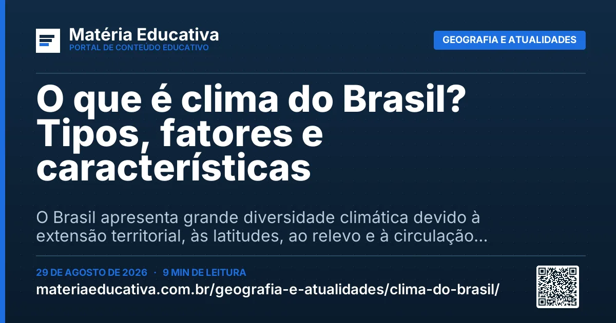 Resumo visual: O que é clima do Brasil? Tipos, fatores e características