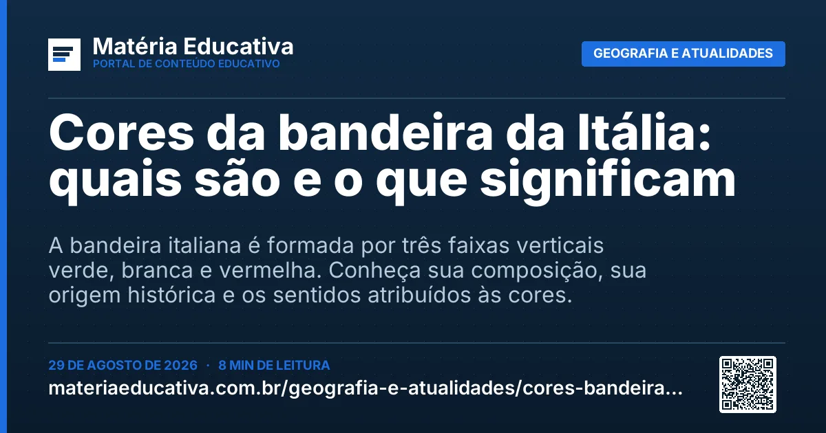 Resumo visual: Cores da bandeira da Itália: quais são e o que significam