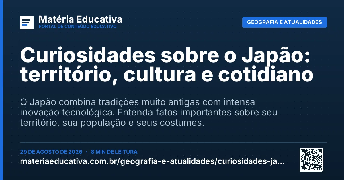 Resumo visual: Curiosidades sobre o Japão: território, cultura e cotidiano