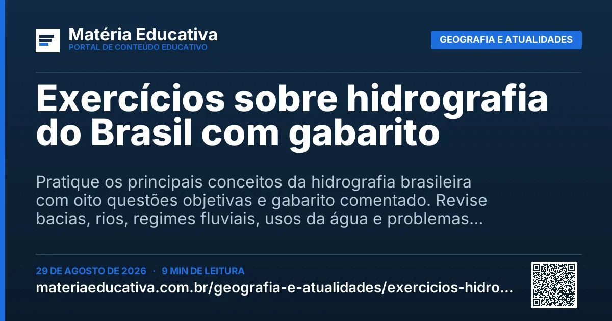 Resumo visual: Exercícios sobre hidrografia do Brasil com gabarito