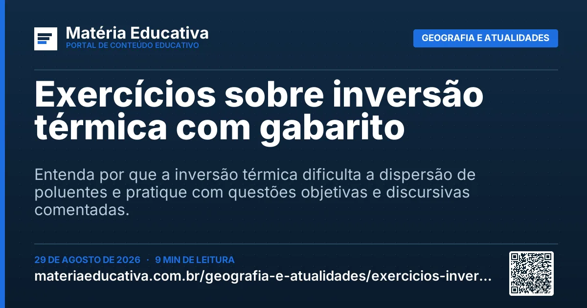 Resumo visual: Exercícios sobre inversão térmica com gabarito