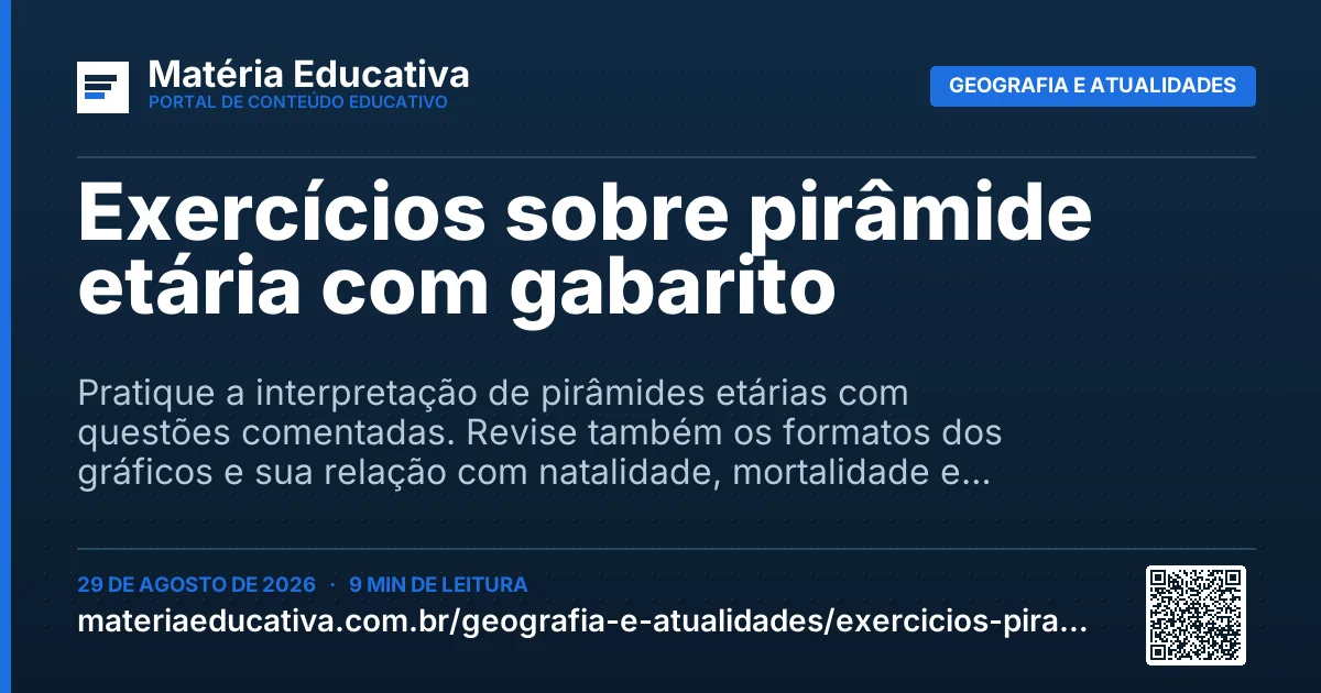 Resumo visual: Exercícios sobre pirâmide etária com gabarito