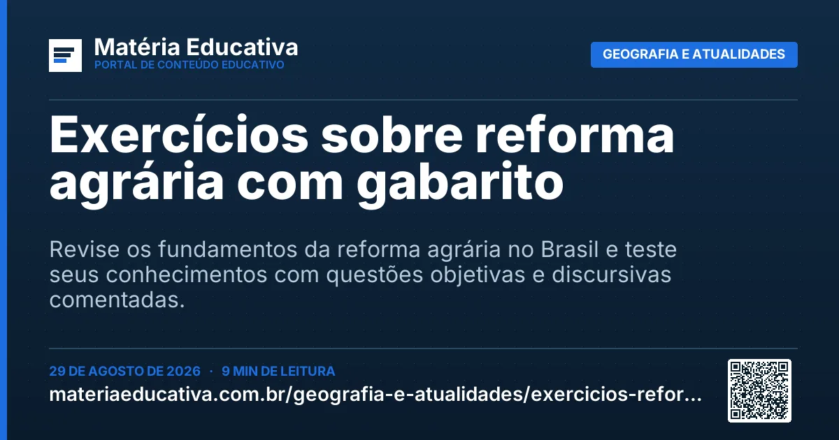 Resumo visual: Exercícios sobre reforma agrária com gabarito