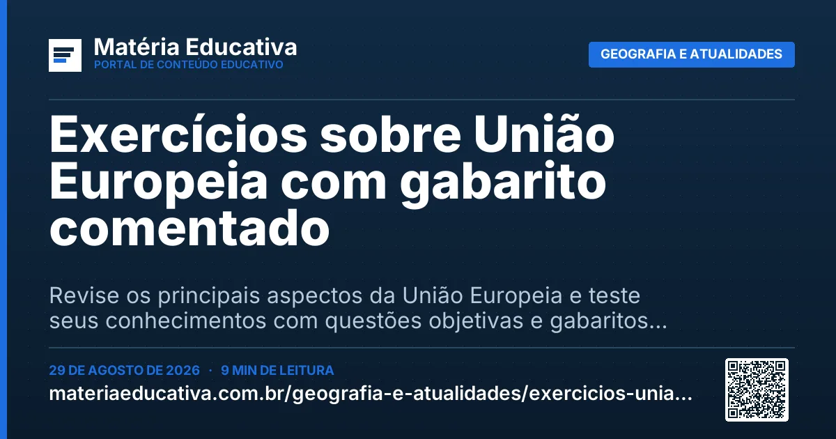 Resumo visual: Exercícios sobre União Europeia com gabarito comentado