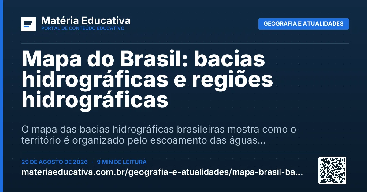 Resumo visual: Mapa do Brasil: bacias hidrográficas e regiões hidrográficas