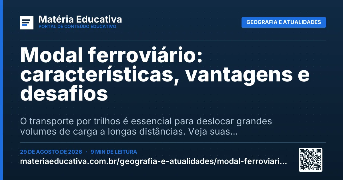 Resumo visual: Modal ferroviário: características, vantagens e desafios