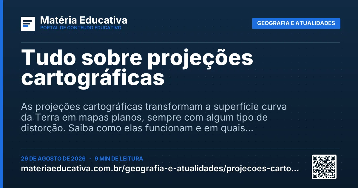 Resumo visual: Tudo sobre projeções cartográficas