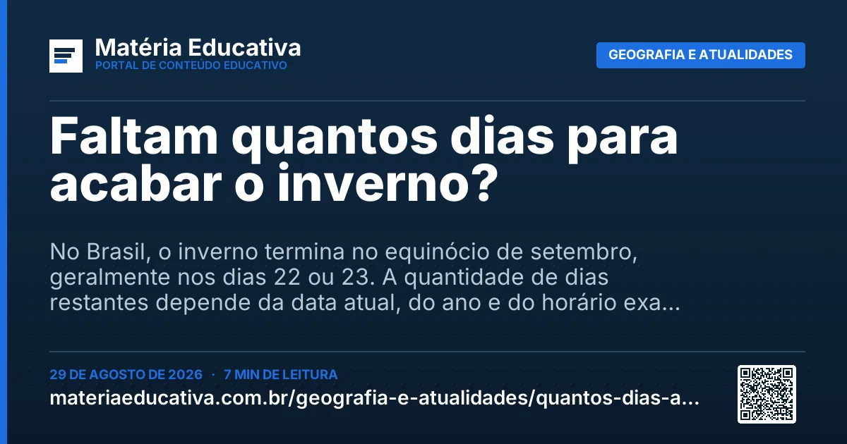 Resumo visual: Faltam quantos dias para acabar o inverno?