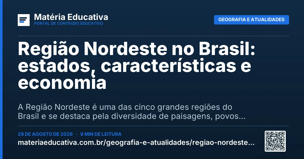 Resumo visual: Região Nordeste no Brasil: estados, características e economia