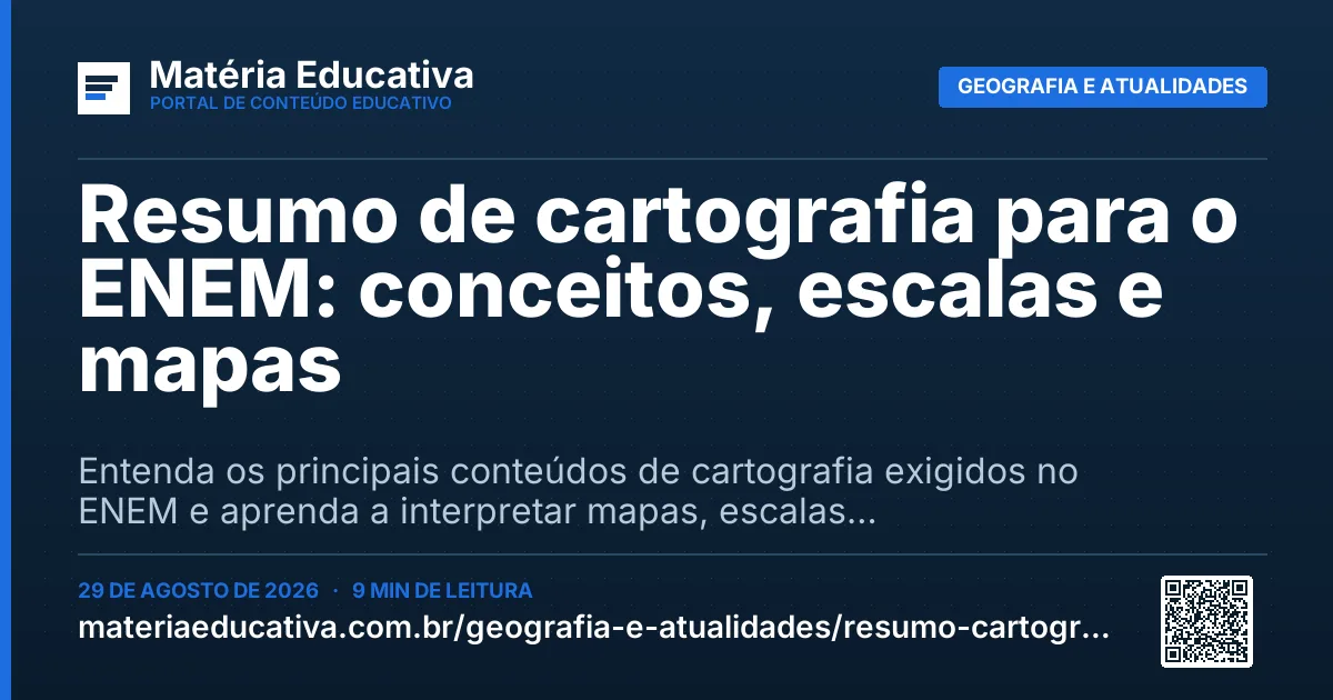Resumo visual: Resumo de cartografia para o ENEM: conceitos, escalas e mapas