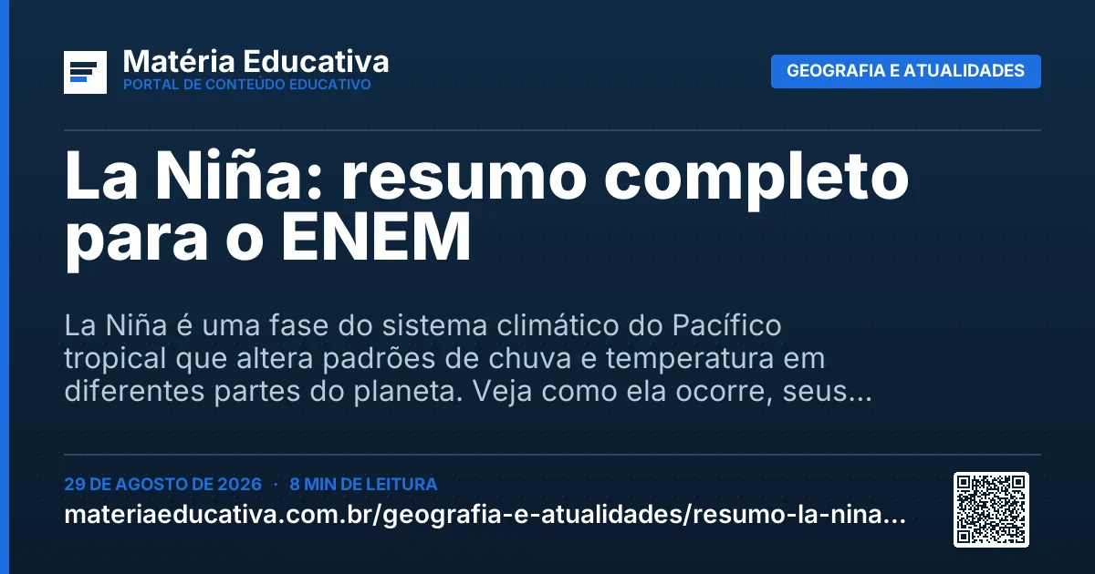 Resumo visual: La Niña: resumo completo para o ENEM