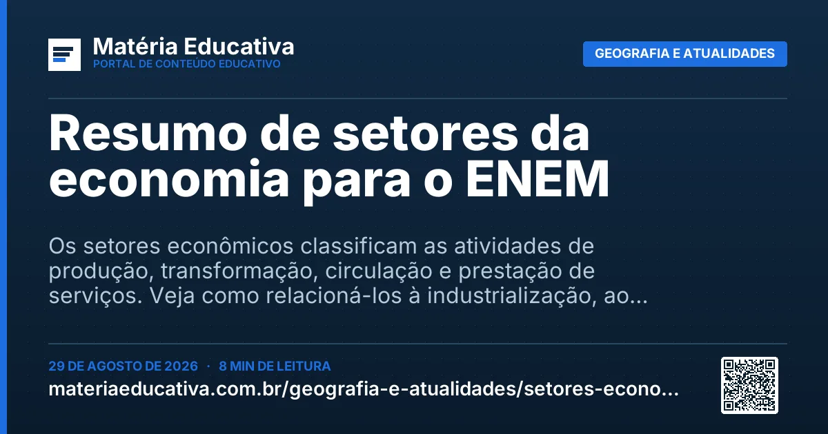Resumo visual: Resumo de setores da economia para o ENEM