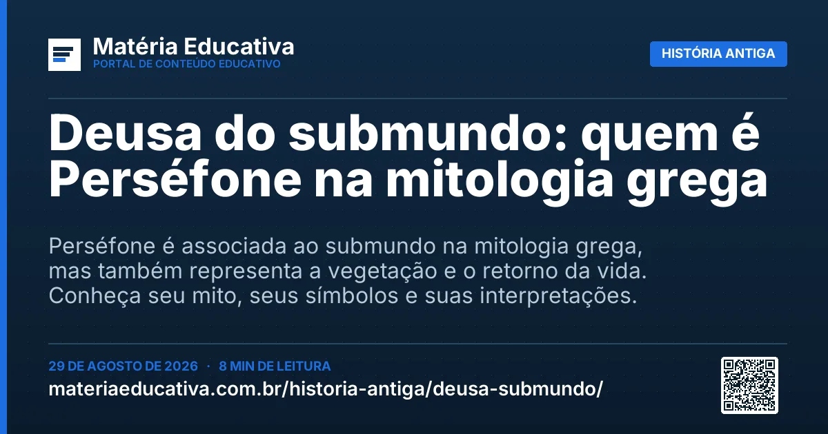 Resumo visual: Deusa do submundo: quem é Perséfone na mitologia grega