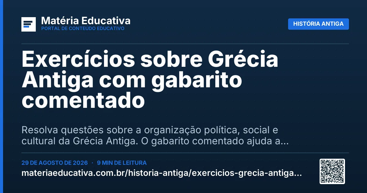 Resumo visual: Exercícios sobre Grécia Antiga com gabarito comentado