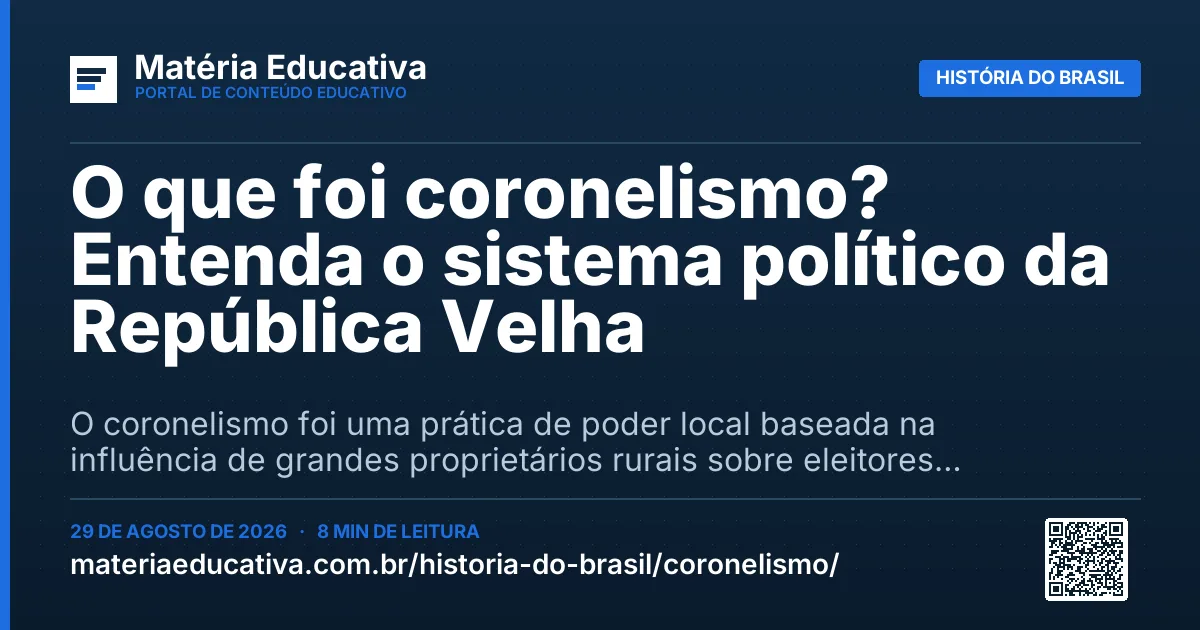 Resumo visual: O que foi coronelismo? Entenda o sistema político da República Velha