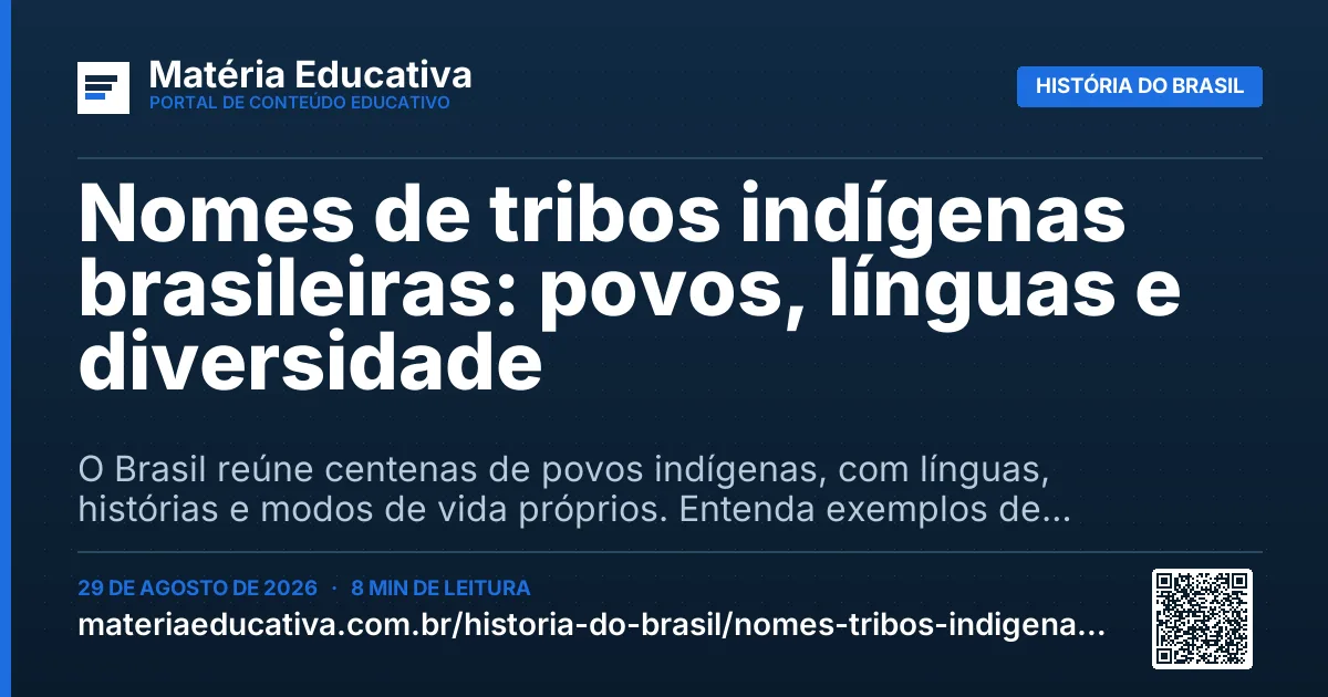 Resumo visual: Nomes de tribos indígenas brasileiras: povos, línguas e diversidade