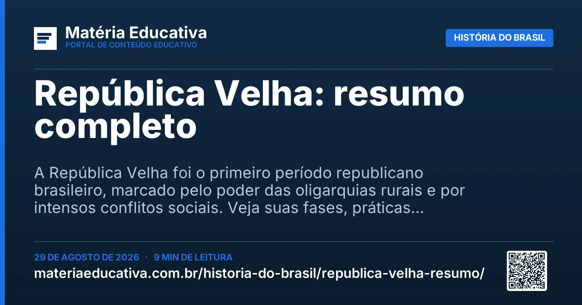 Resumo visual: República Velha: resumo completo
