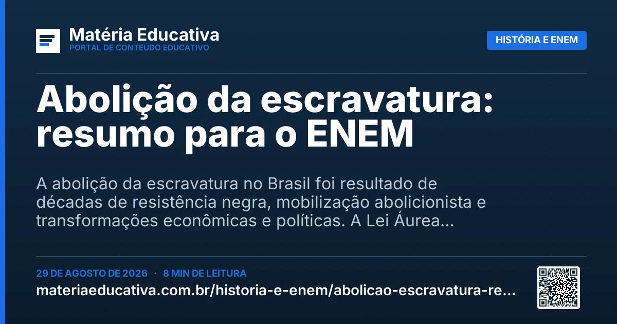 Resumo visual: Abolição da escravatura: resumo para o ENEM