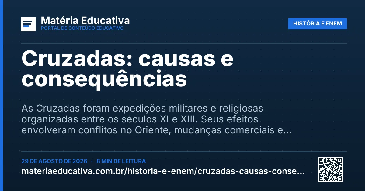 Resumo visual: Cruzadas: causas e consequências