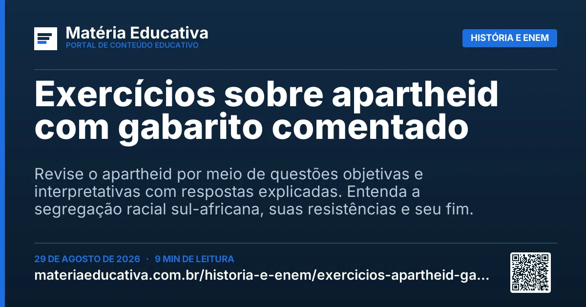 Resumo visual: Exercícios sobre apartheid com gabarito comentado