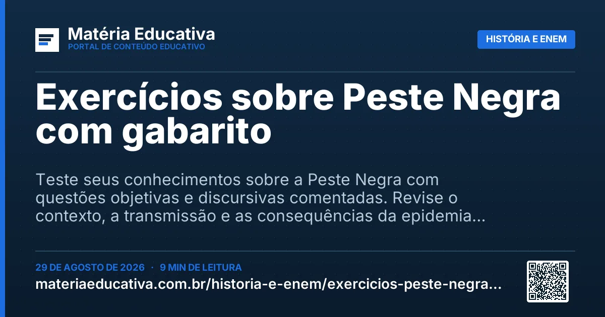 Resumo visual: Exercícios sobre Peste Negra com gabarito