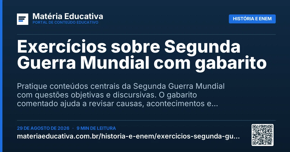 Resumo visual: Exercícios sobre Segunda Guerra Mundial com gabarito