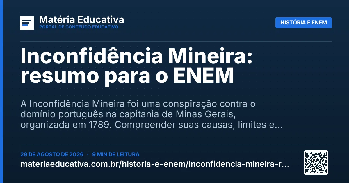 Resumo visual: Inconfidência Mineira: resumo para o ENEM