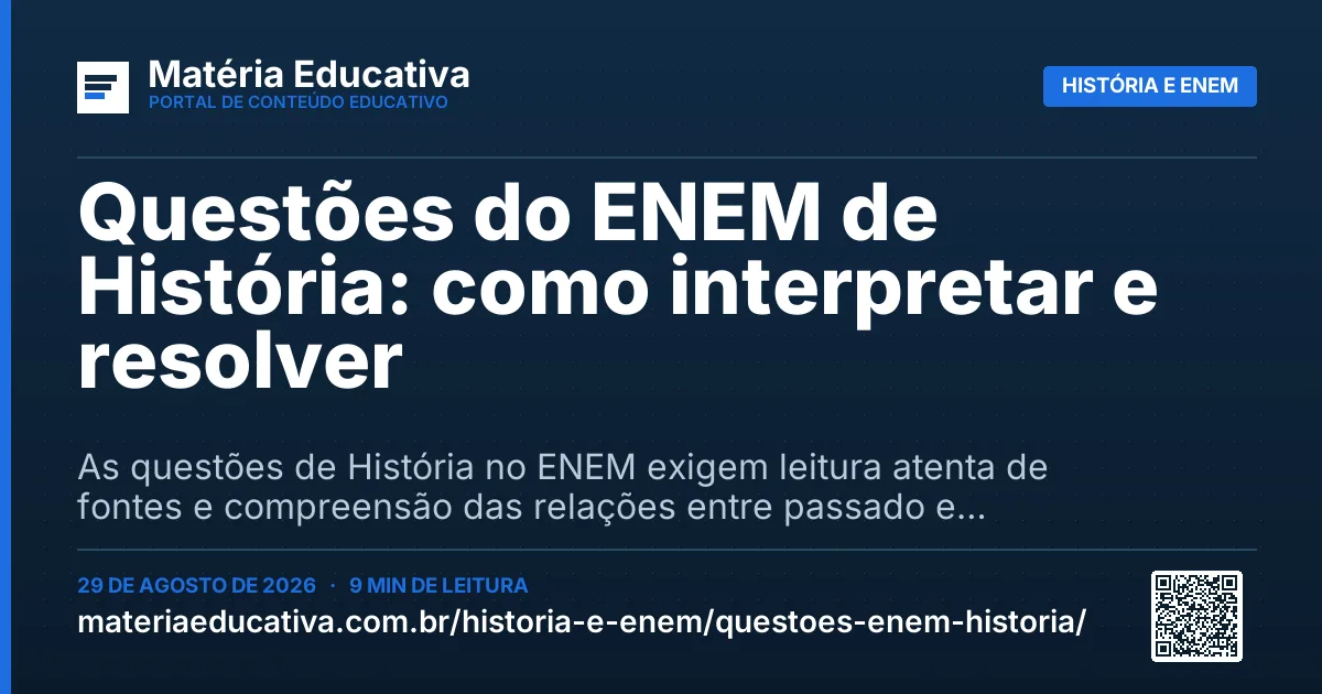 Resumo visual: Questões do ENEM de História: como interpretar e resolver