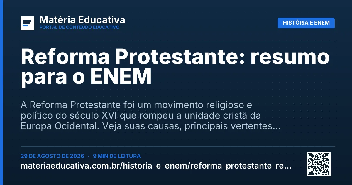 Resumo visual: Reforma Protestante: resumo para o ENEM