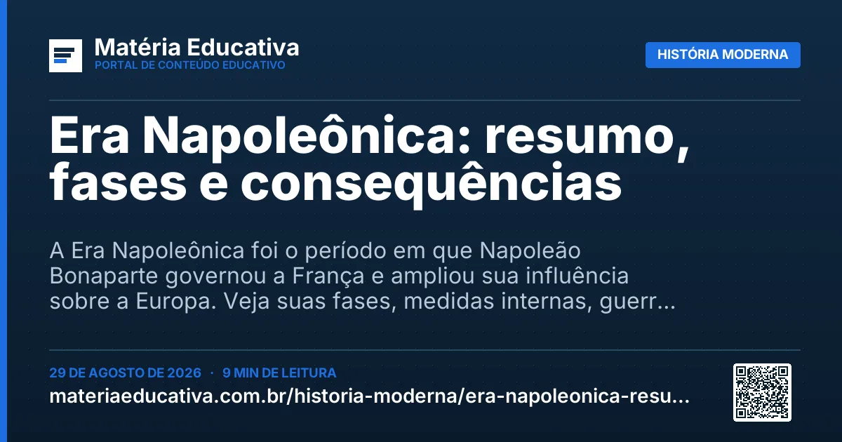 Resumo visual: Era Napoleônica: resumo, fases e consequências