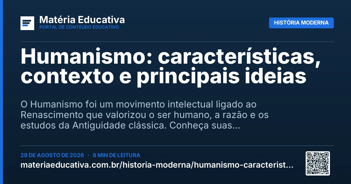 Resumo visual: Humanismo: características, contexto e principais ideias
