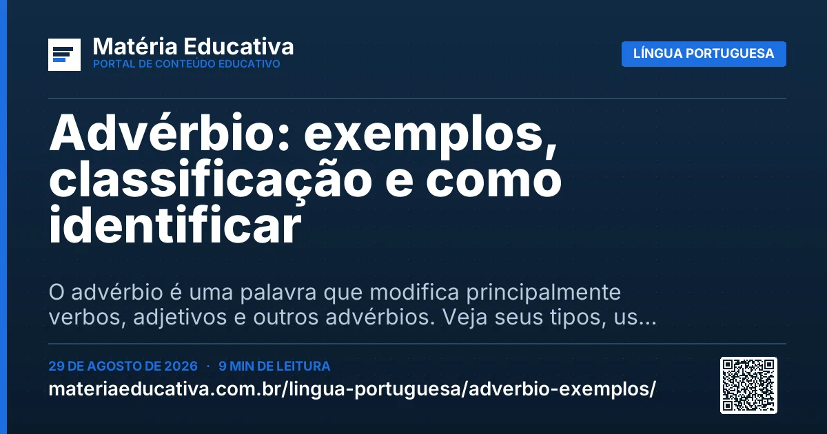 Resumo visual: Advérbio: exemplos, classificação e como identificar